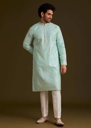 Sky Blue Embroidered Kurta Set