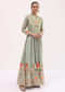 Sky Blue Embroidered Silk Long Kurti
