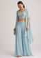 Sky Blue Georgette Palazzo Set With Embroidered Cape