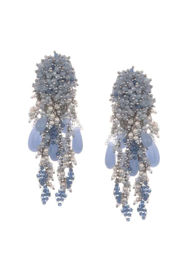 Sky Blue Handcrafted Dangler Earrings In Mix Metal Sky Blue Handcrafted Dangler Earrings In Mix Metal