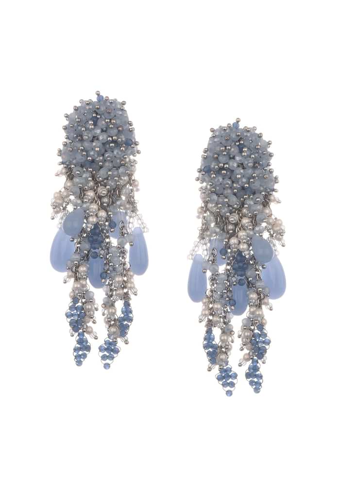 Sky Blue Handcrafted Dangler Earrings In Mix Metal