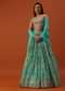 Sky Blue Lehenga And Blouse In Chinon With Floral Work