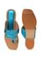 Sky Blue Metallic Kolhapuri Flats With Silver Hand Embroidery