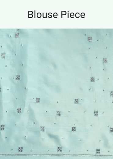 Sky Blue Saree With Cutdana Border And Unstitched Blouse