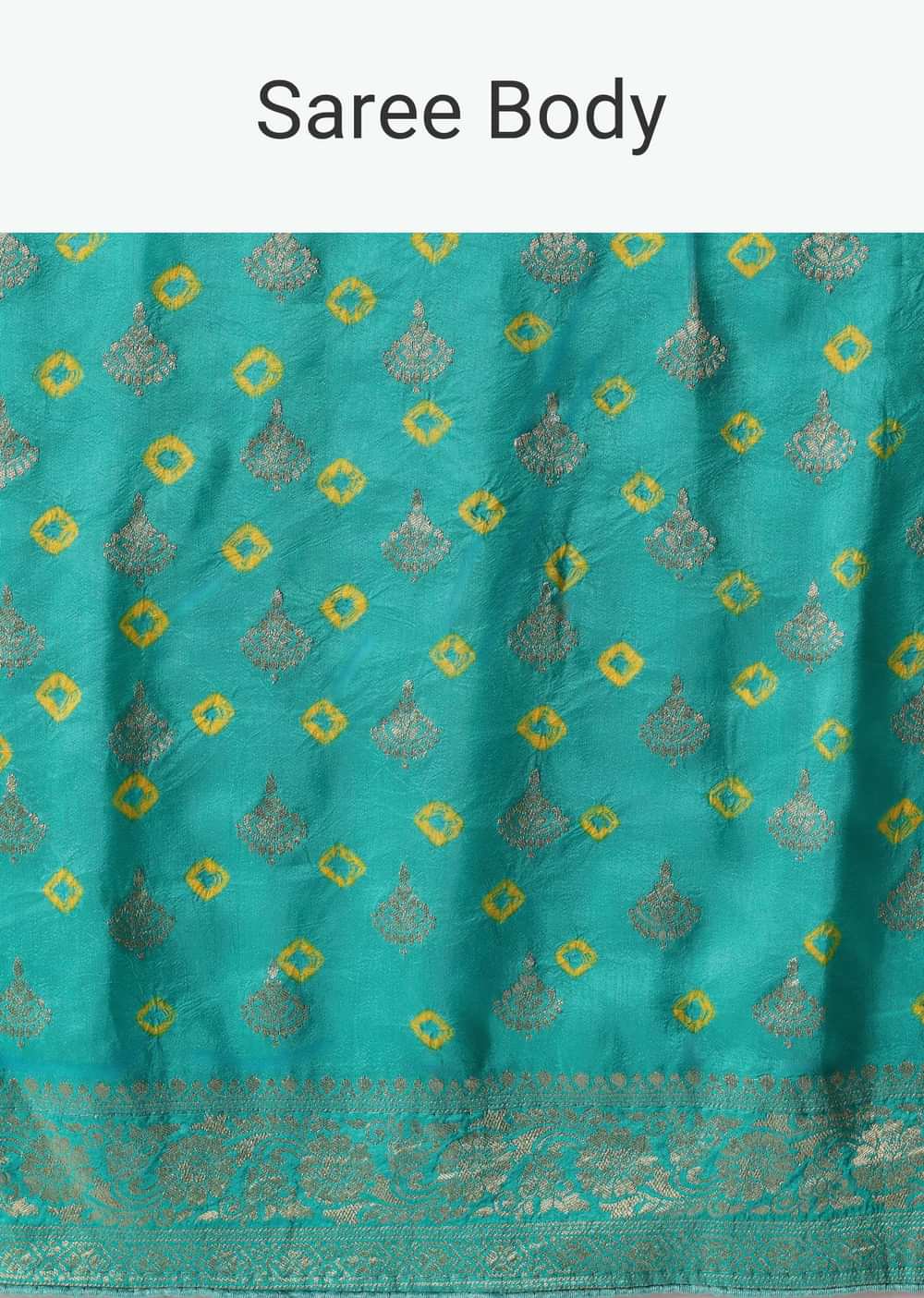 Sky Blue Silk Bandhani Saree With Unstitched Blouse Piece