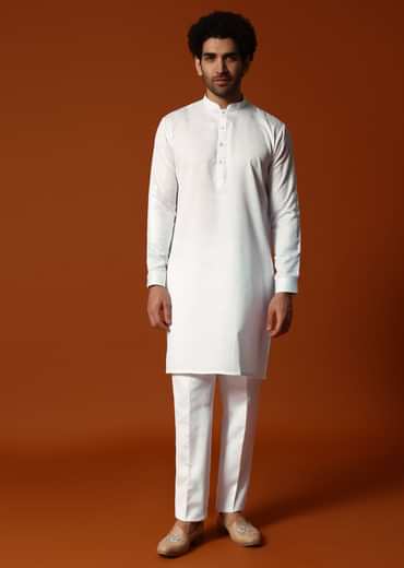 Sky Blue Silk Kurta Jacket Set In Resham Work For Men
