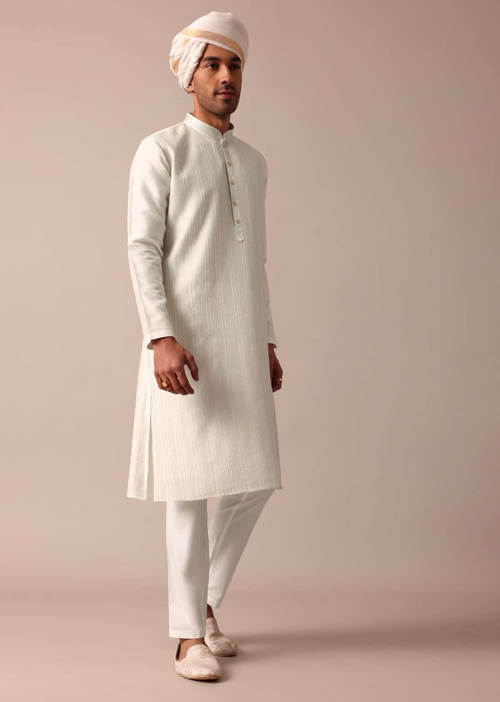 Sky Blue Silk Sherwani Set With Intricate Embroidery