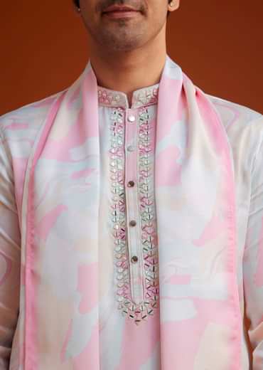 Soft Pink Marble Printed Kurta Set
