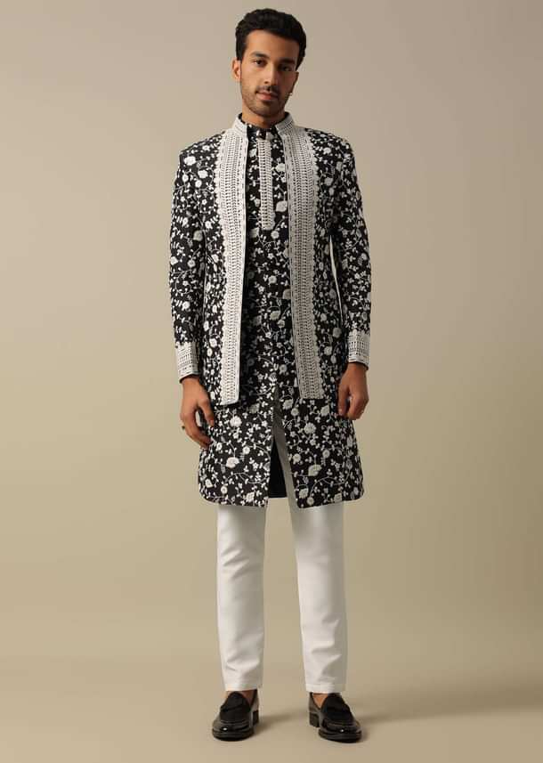 Sophisticated Black Sherwani Set For Men