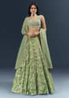 Spa Green Banarasi Silk Bridesmaid Lehenga With Heavy Hand Embroidery