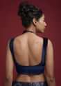 Space Blue Blouse In Velvet With Front Zip Opening
