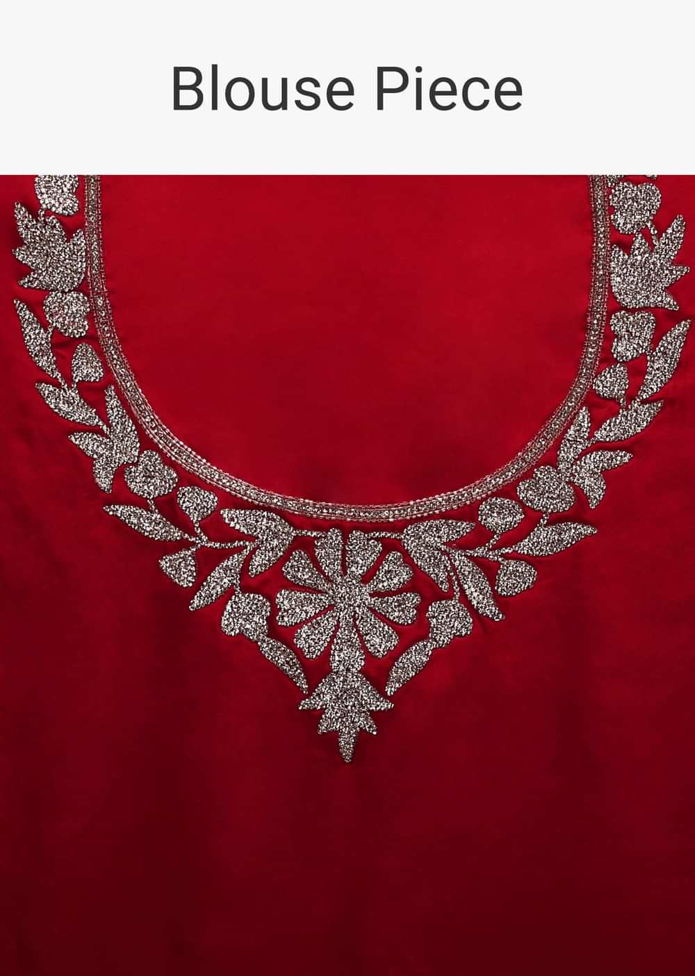 Spicy lollipop Red Satin Saree With Stonework In Floral Pattern