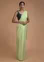 Spring Green Saree In Chiffon With Badla Work All Over Online - Kalki Fashion