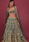 Peacock Green Raw Silk Bridal Lehenga With Embroidery - NOOR 2022