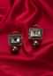 Square shape round stud  with oval metallic drop only on Kalki