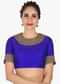 Stitched Royal Blue blouse in raw silk adorn in zari zardosi work only on Kalki