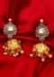 Stone studded earring with golden jhumkas drop