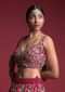 Strawberry Pink Choli In Raw Silk Adorned With Resham And Zardosi Embroidered Floral Jaal