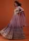 Striking Purple Ombre Embroidered Anarkali Suit In Georgette