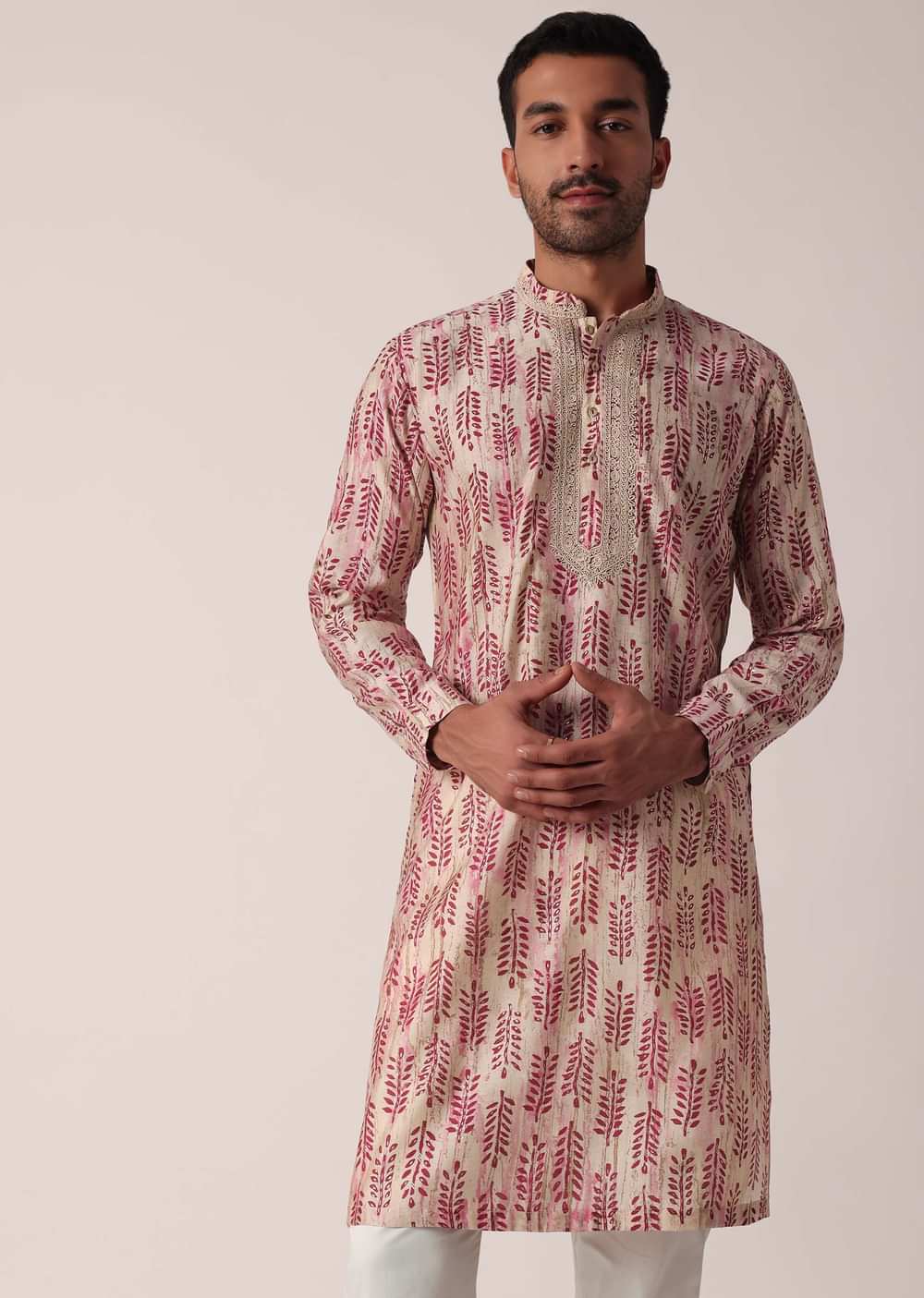 Striking Red Cotton Kurta For Men