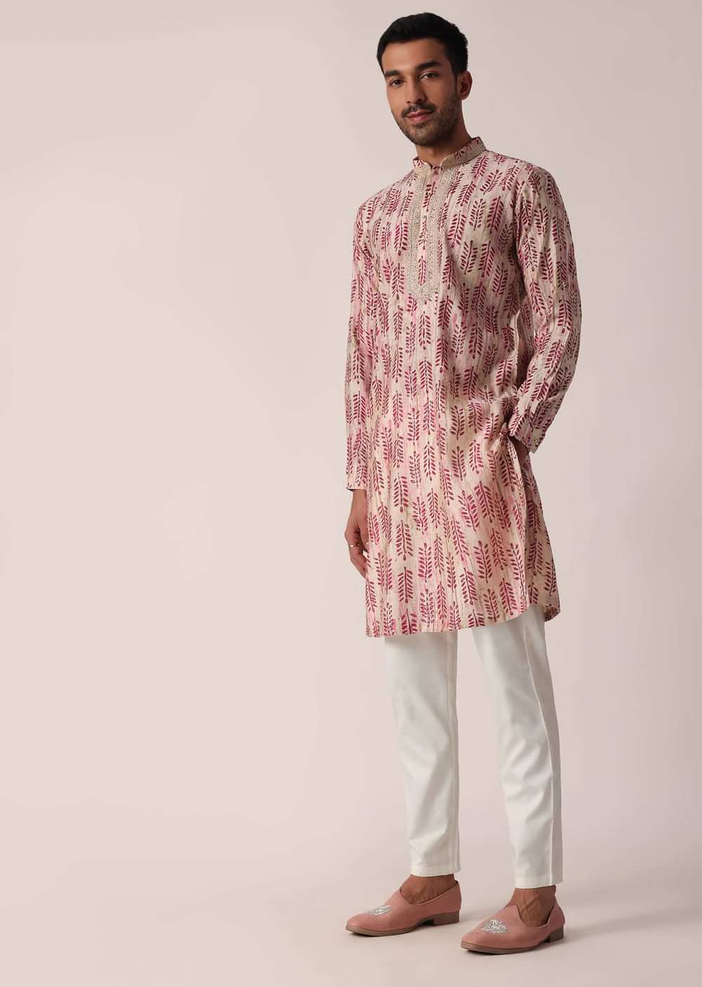 Striking Red Cotton Kurta For Men
