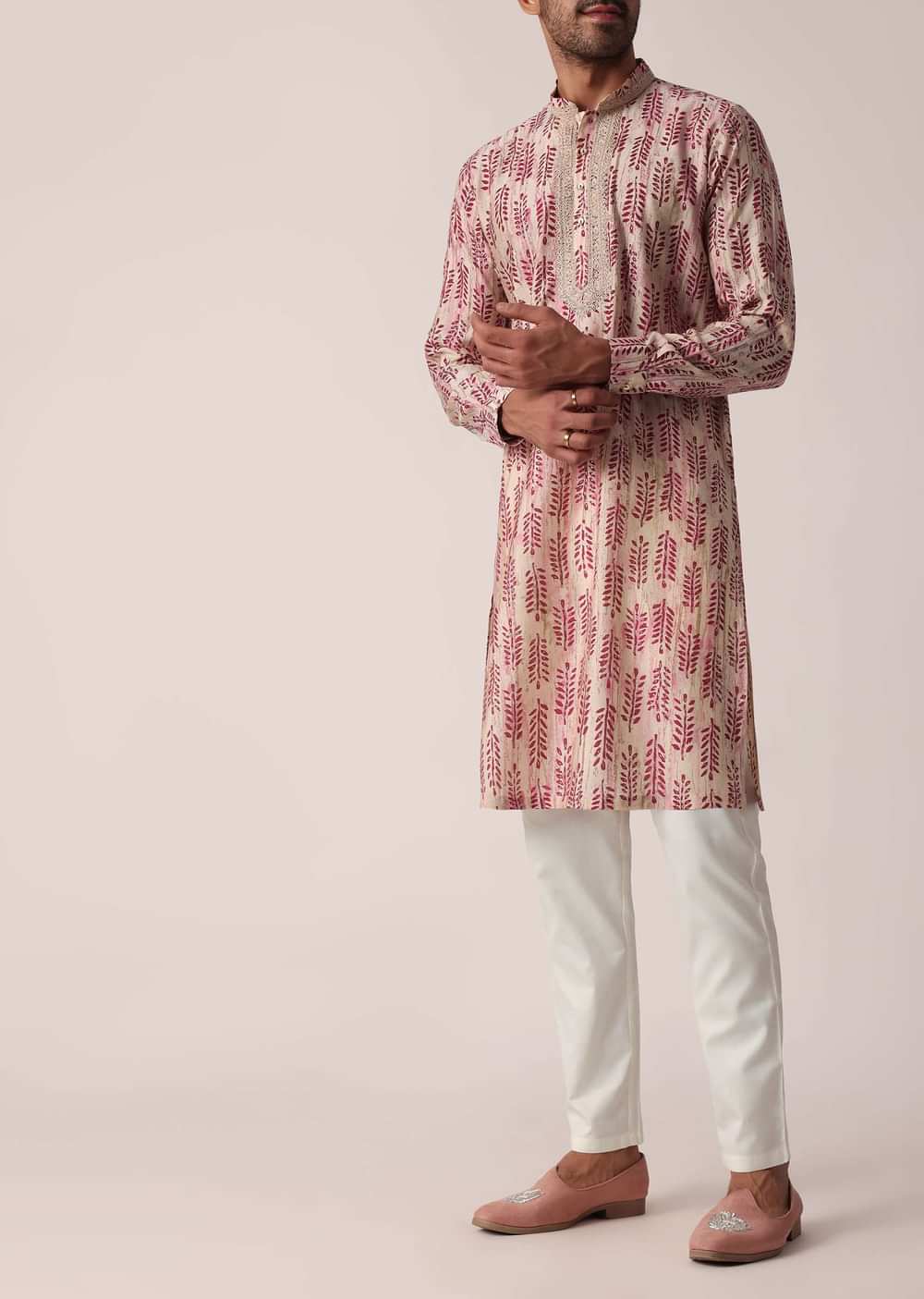 Striking Red Cotton Kurta For Men