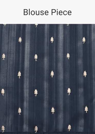 Stunning Blue Semi Tussar Silk Saree