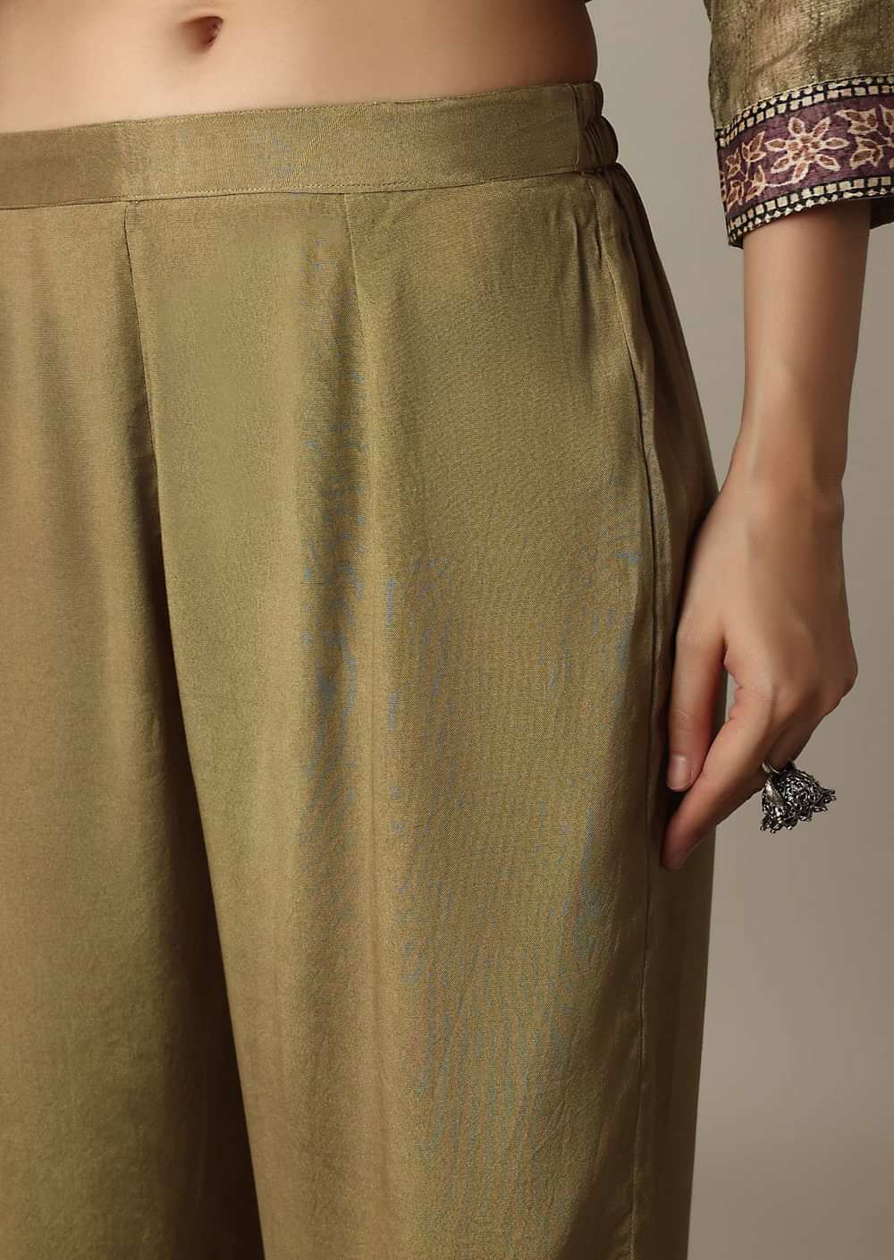 Stunning Brown Thread Work Kurti Pant Set