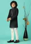 Stylish Black Festive Embroidered Kurta Set For Boys