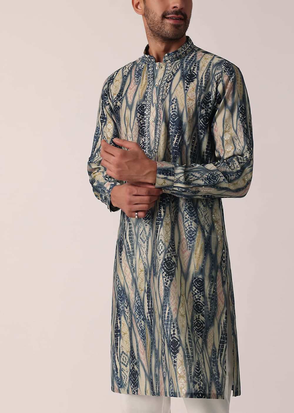 Stylish Blue Cotton Kurta For Men
