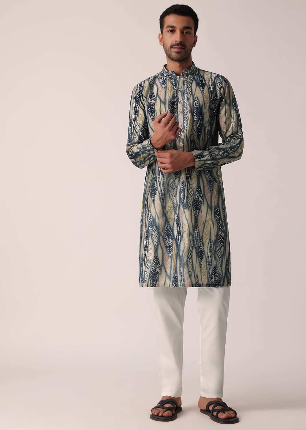 Stylish Blue Cotton Kurta For Men