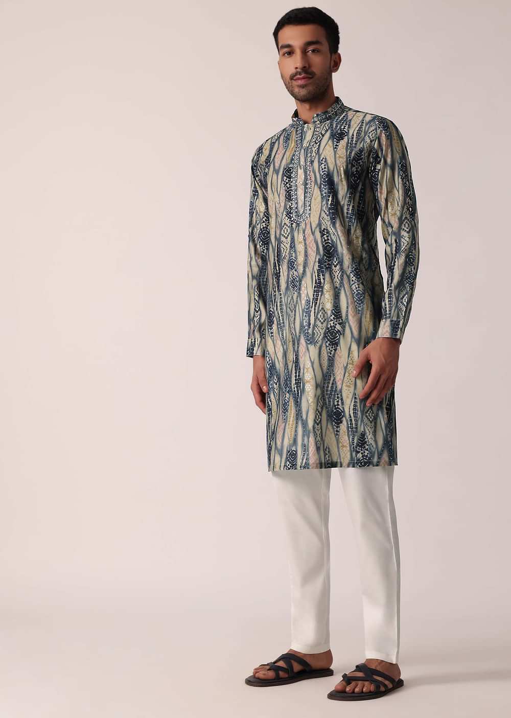 Stylish Blue Cotton Kurta For Men