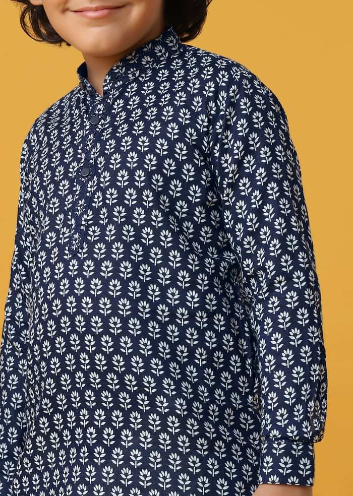 Stylish Blue Silk Kurta Set For Boys