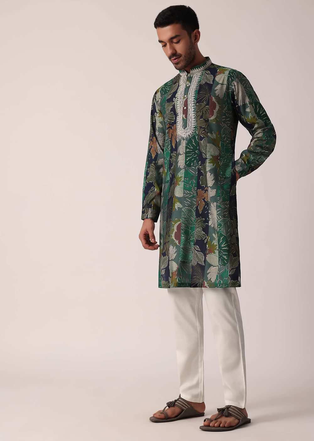 Stylish Green Festive Kurta For Men