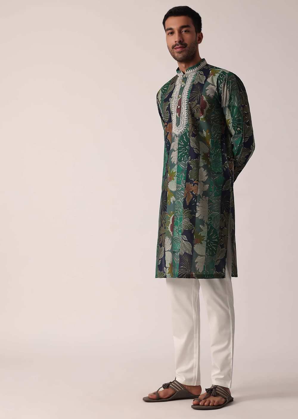 Stylish Green Festive Kurta For Men
