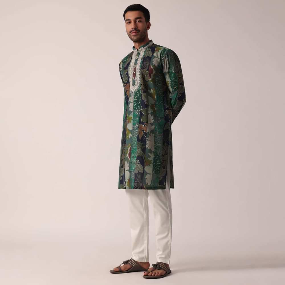 Stylish Green Festive Kurta For Men