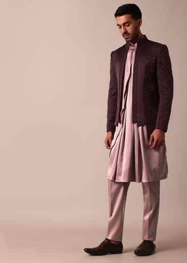 Stylish Purple Indowestern For Men