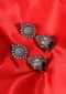 Sun shaped oxidized jhumkas with self carving only on Kalki