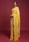 Sun Yellow Banarasi Saree In Georgette With Weaved Buttis Along With Kundan Work Online - Kalki Fashion