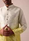 Sunshine Yellow Ombre Silk Jacket Kurta Set For Men