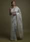 Surf Green Saree In Organza With Hand Embroidered Chikan Kari And Gotta Work Online - Kalki Fashion
