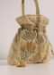 Tan Brown Festive Potli Bag In Raw Silk With Motif Embroidery