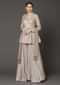 Taupe Peplum Top And Flared Palazzo Pants With Sequins Work Online - Kalki Fashion