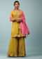 Tawny Olive Yellow Palazzo Suit Set In Georgette