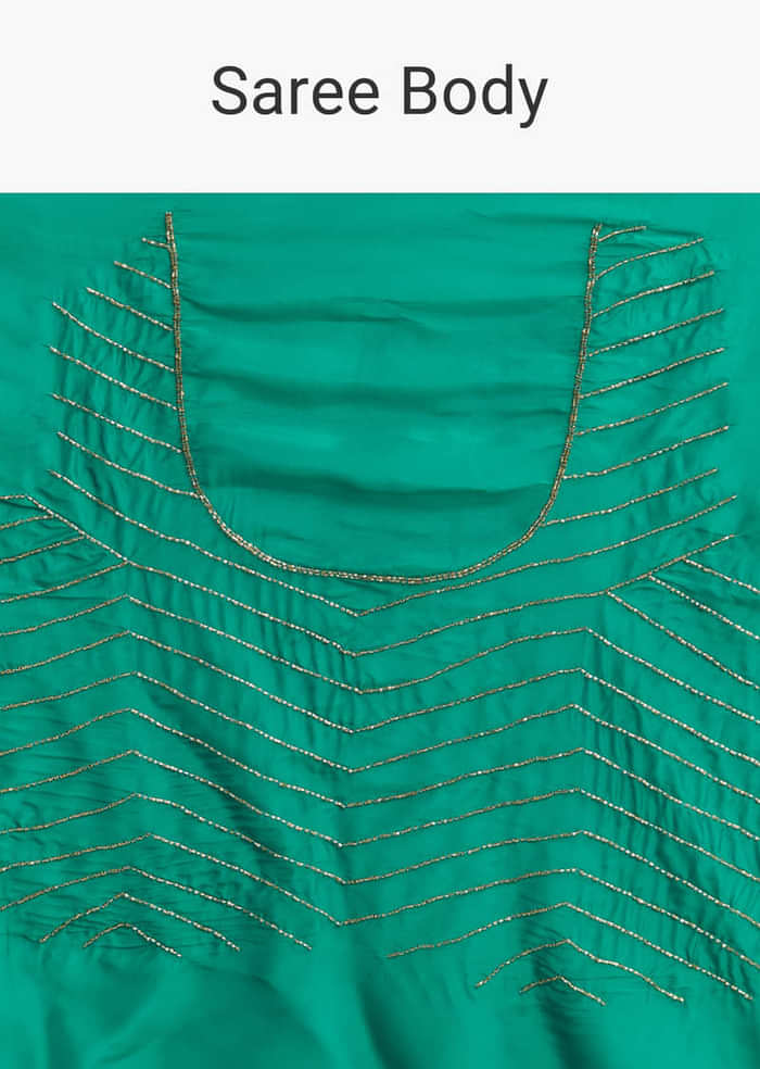 Teal Green Organza Saree With Cut Dana And Sequin Detailing