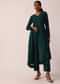 Teal Blue Asymmetric Kurta Set With Sequin Embellishments