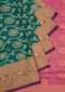 Teal blue saree in silk with pink contrast pallav only on Kalki