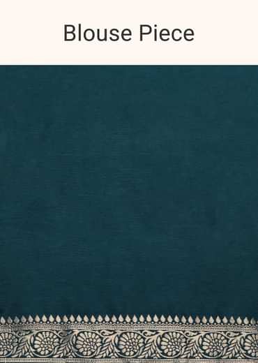 Teal Dola Silk Saree With Woven Zari Pallu And Unstitched Blouse Piece