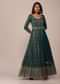 Teal Green Anarkali Set in Georgette with Embroidered Belt And Dupatta