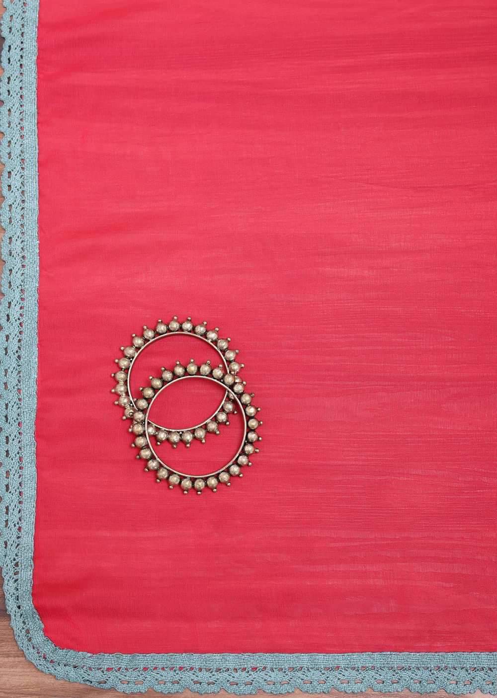 Teal Green And Red Patola Printed Tussar Dress Material